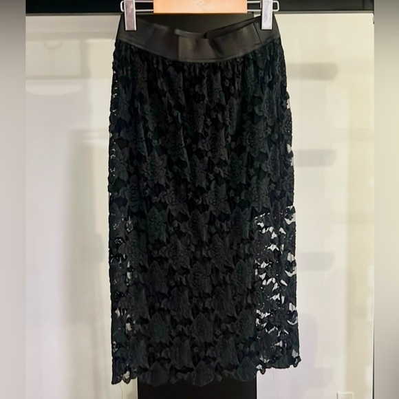 Free People Layered Black Lace Midi Skirt Small - Picture 2 of 2